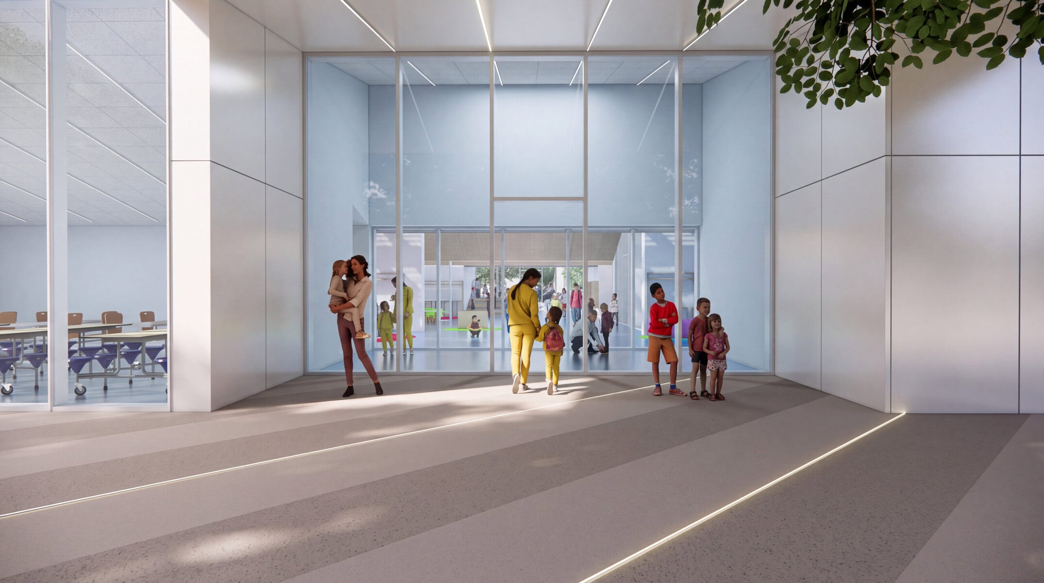 Sheltered entrance of the VIVARO elementary school concept